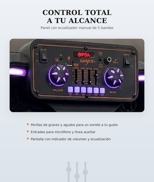Corneta Bluetooth 12" con Luces LED RGB y Ecualizador | Altavoz Portátil
