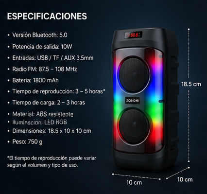 Altavoz Bluetooth Portátil XuNext Nova Max RGB