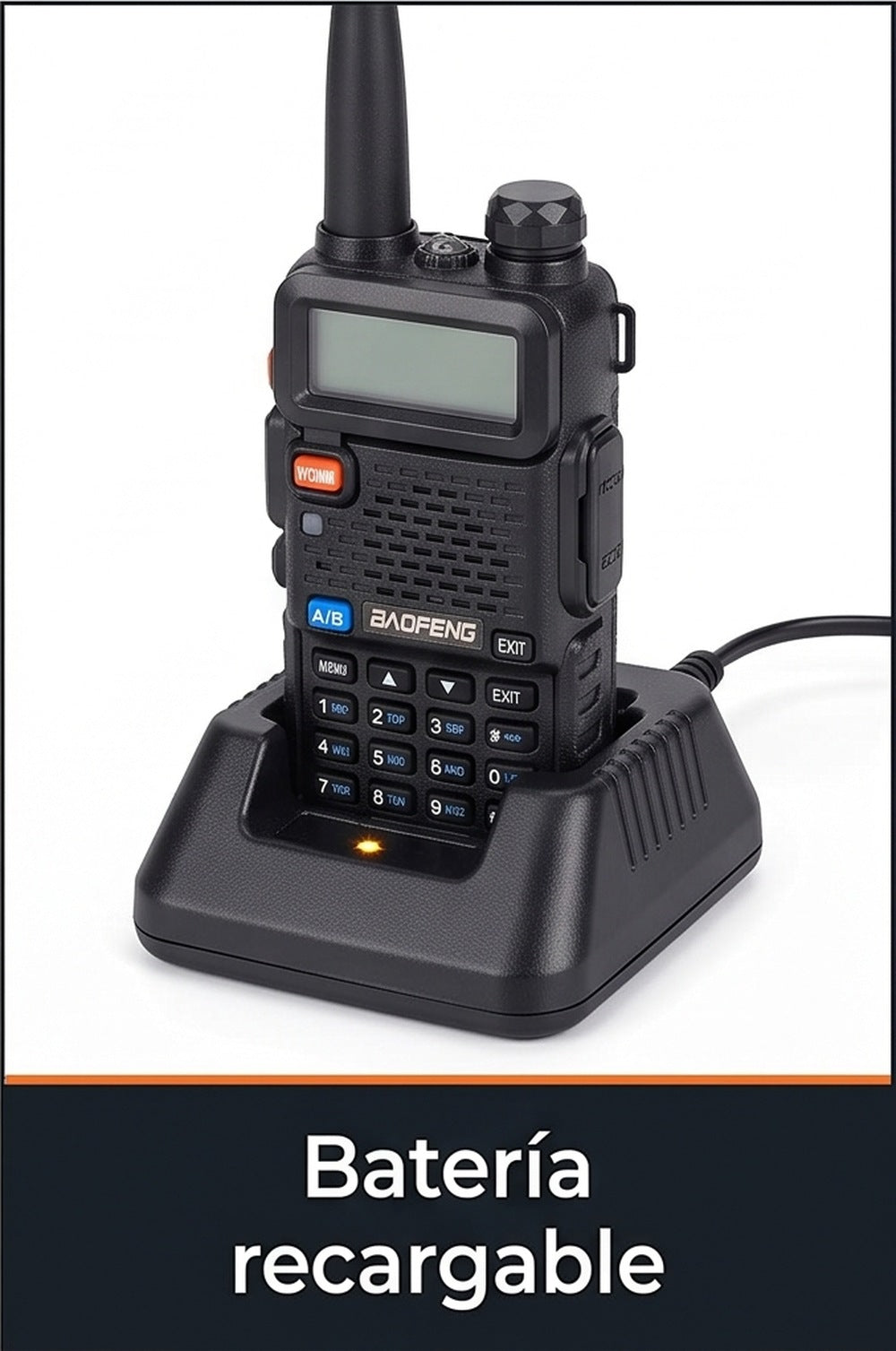 Baofeng UV-5R con batería recargable y base de carga