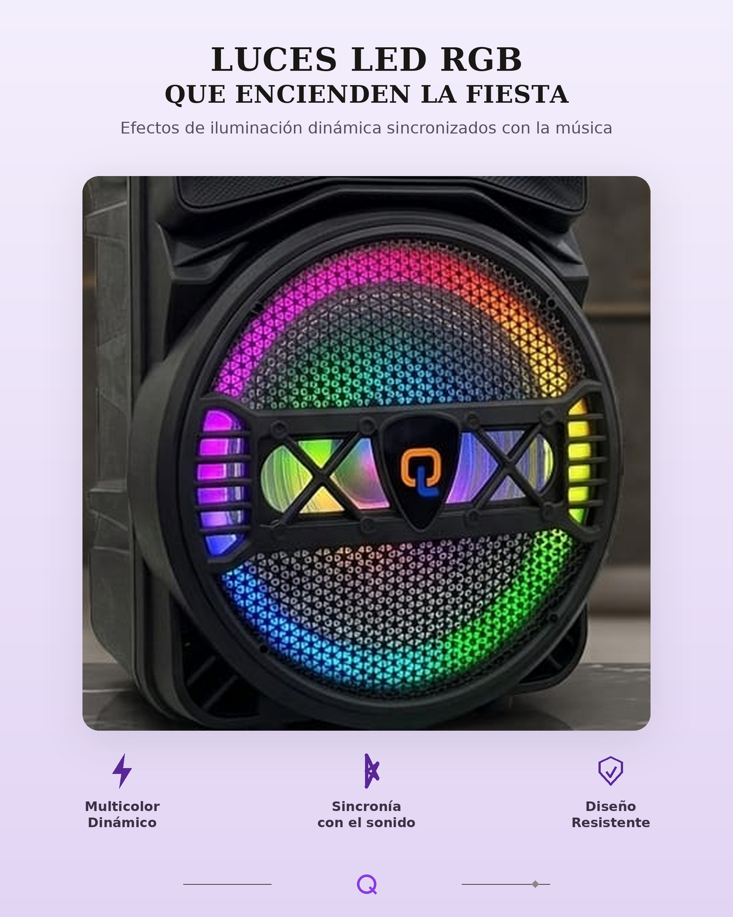 Corneta Bluetooth 12" con Luces LED RGB y Ecualizador | Altavoz Portátil