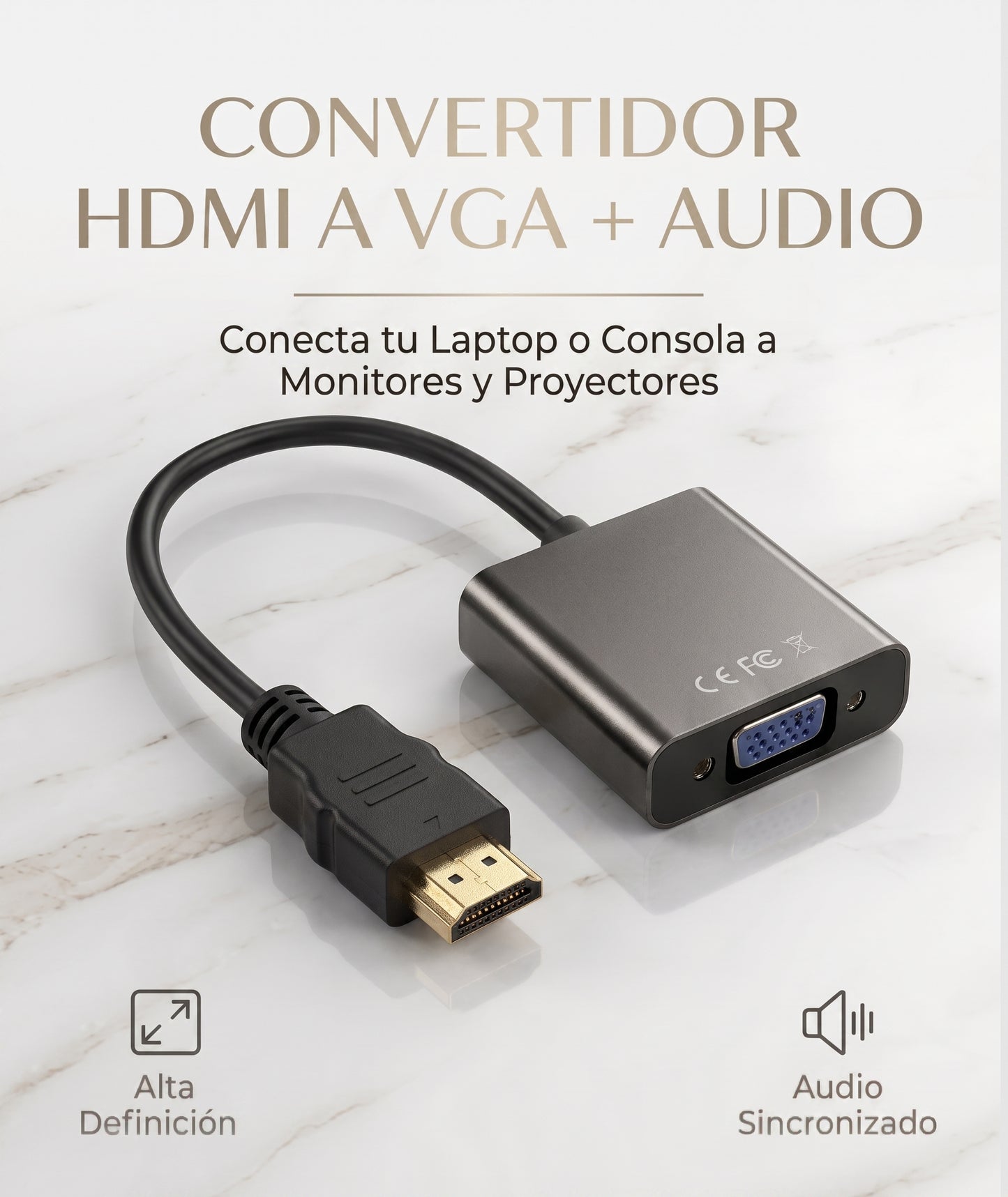 Adaptador HDMI a VGA con Audio | Conecta tu Laptop o PS4 a Cualquier Monitor o Proyector