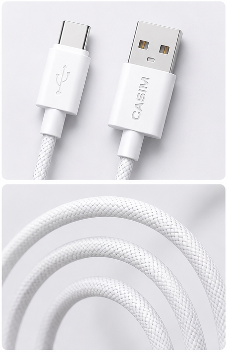 Cable CASIM Design USB-A a USB-C 1 Metro | Carga Rápida 5A, Trenzado y Alta Durabilidad