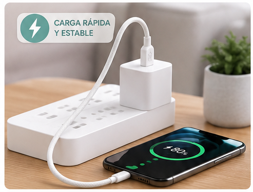 Cable CASIM Design USB-A a USB-C 1 Metro | Carga Rápida 5A, Trenzado y Alta Durabilidad