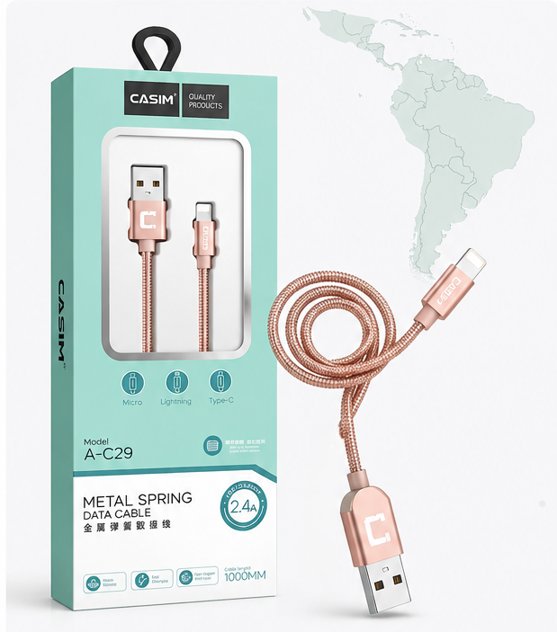 Cable CASIM Design A-C29 Lightning 1 Metro | Carga Rápida 2.4A