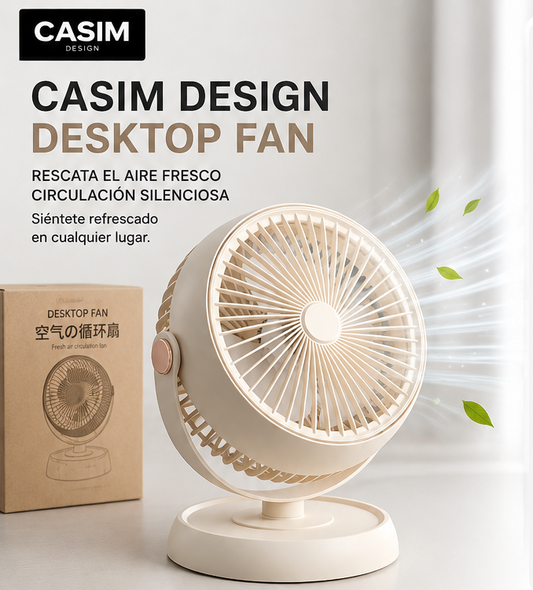 Ventilador de Escritorio CASIM Design | USB, Silencioso, Ángulo Ajustable y Compacto