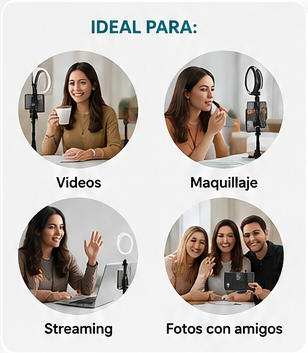 Selfie Stick L07 + Ring Light LED | Trípode, Soporte para Celular y 3 Modos de Luz