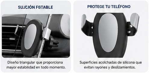 Soporte de Carro para Celular | PH-6009 Sujeción Automática por Gravedad