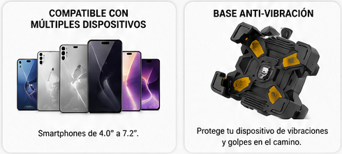 Soporte de Celular para Moto y Bicicleta JY-033 | Ajustable 360° y Antivibración