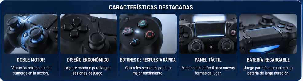 Control Inalámbrico Double Motor Vibration 4 para PS4 - Batería Recargable