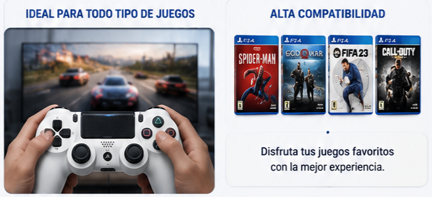 Control Inalámbrico Double Motor Vibration 4 para PS4 - Batería Recargable