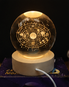 Lámpara Crystal Night | Esfera Decorativa 3D con Luz LED