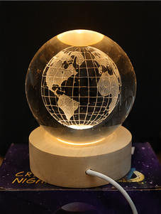 Lámpara Crystal Night | Esfera Decorativa 3D con Luz LED