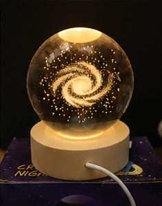 Lámpara Crystal Night | Esfera Decorativa 3D con Luz LED