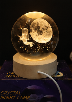 Lámpara Crystal Night | Esfera Decorativa 3D con Luz LED