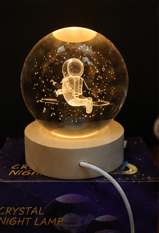 Lámpara Crystal Night | Esfera Decorativa 3D con Luz LED