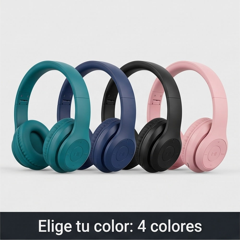 Audífonos BK-225 en 4 colores: verde agua, azul, negro y rosado