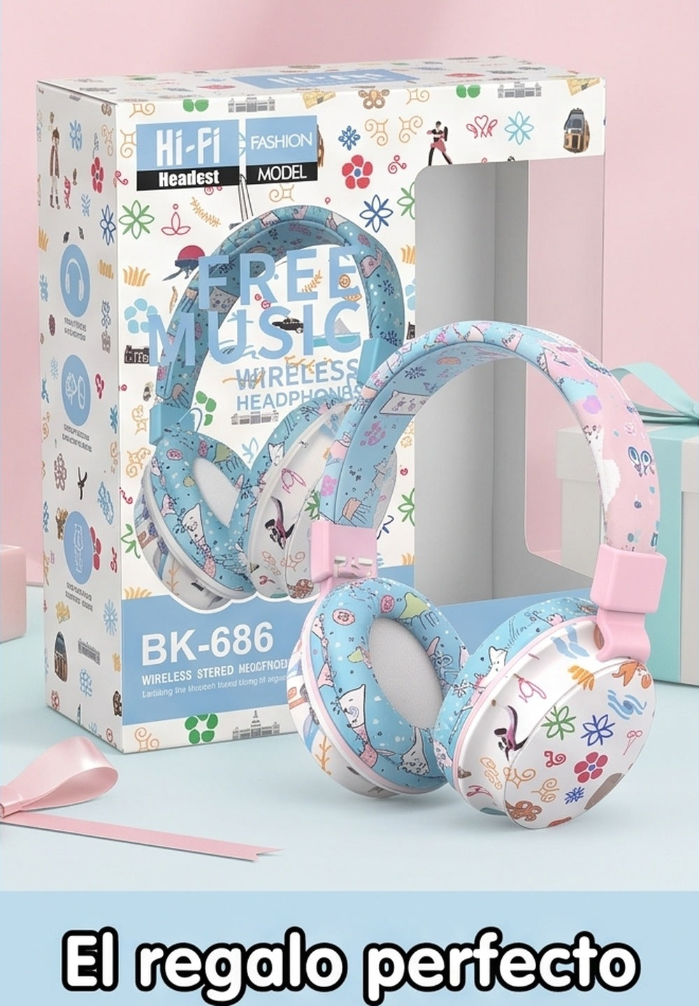 Audífonos BK-686 con su caja, ideal para regalo