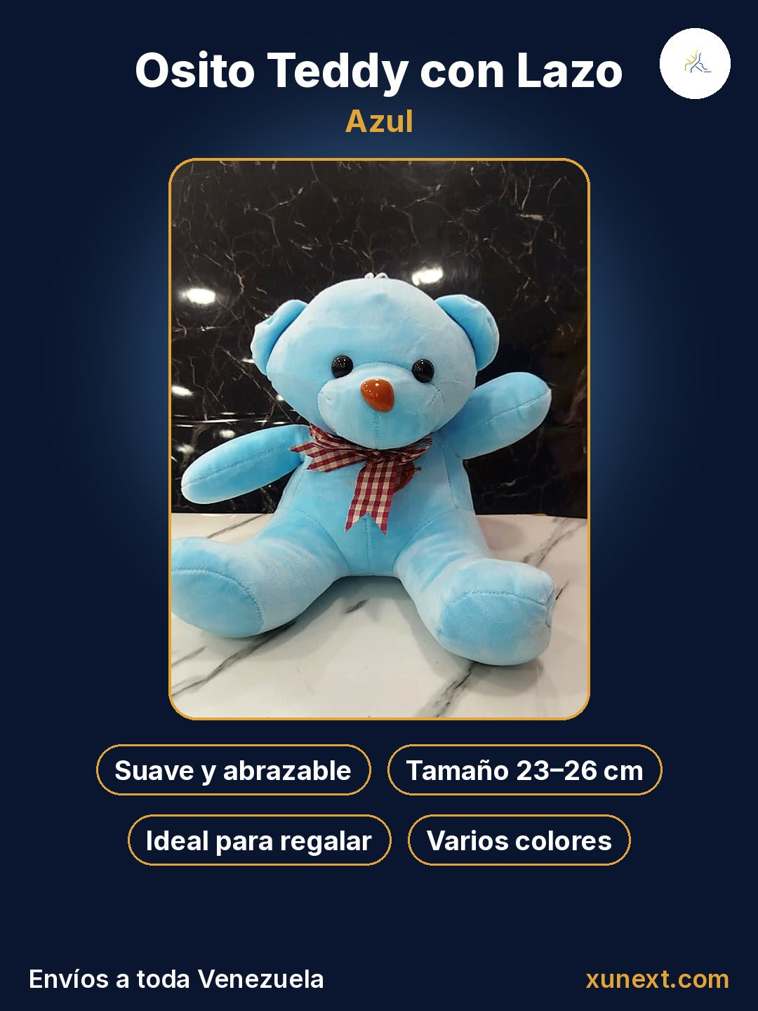 Osito teddy azul: suave, abrazable e ideal para regalar