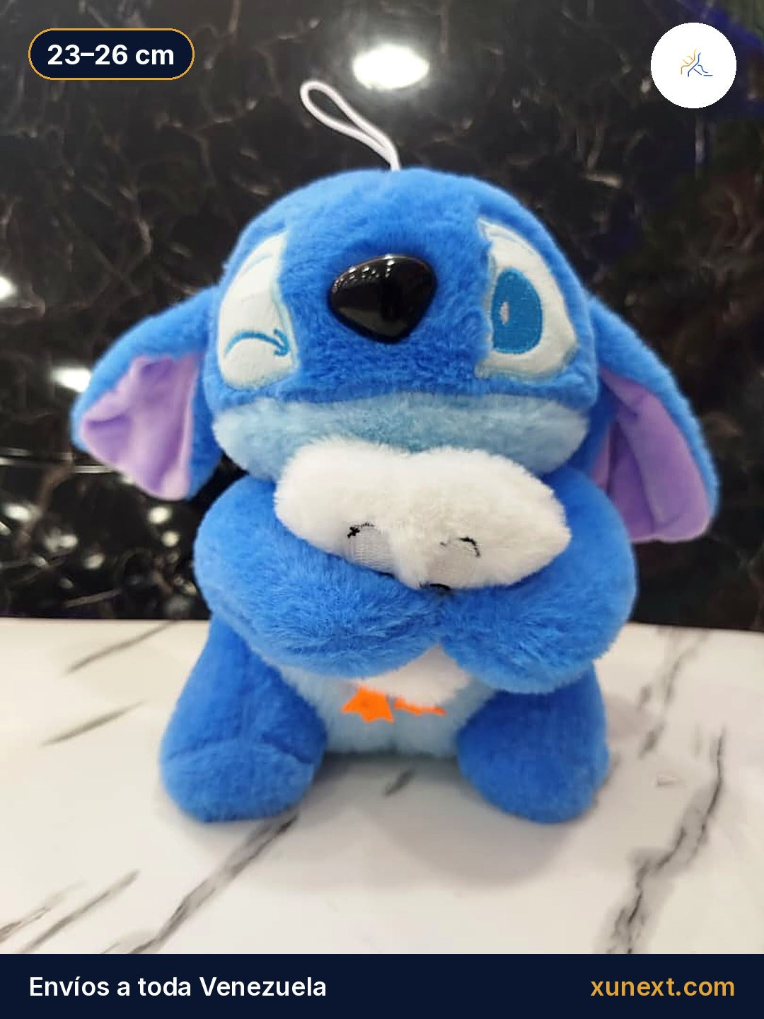 Peluche de Stitch abrazando a su pollito, 23 a 26 cm
