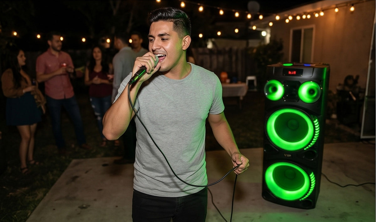 Karaoke con micrófono conectado a la JT-1250