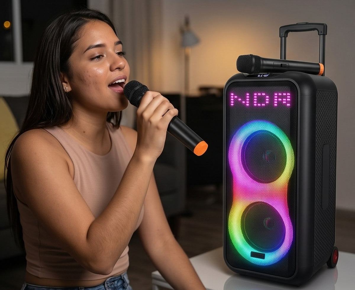 Karaoke en casa con la NDR-1508 y sus 2 micrófonos inalámbricos