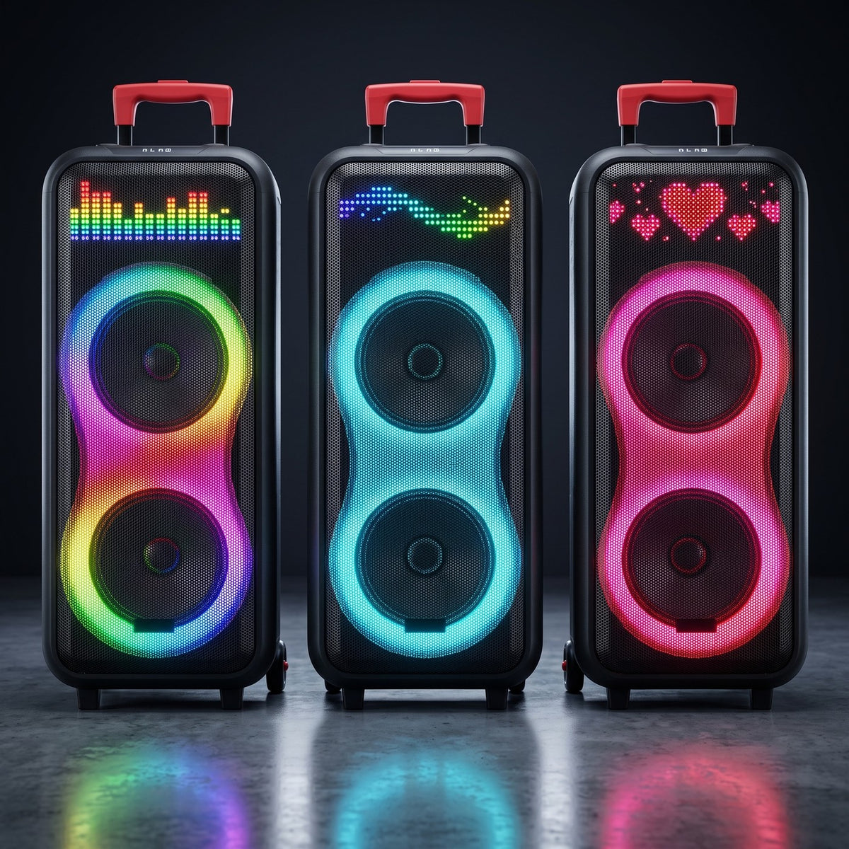 La pantalla LED de la NDR-1508 muestra ecualizador, ondas y corazones de colores, no solo el logo NDR