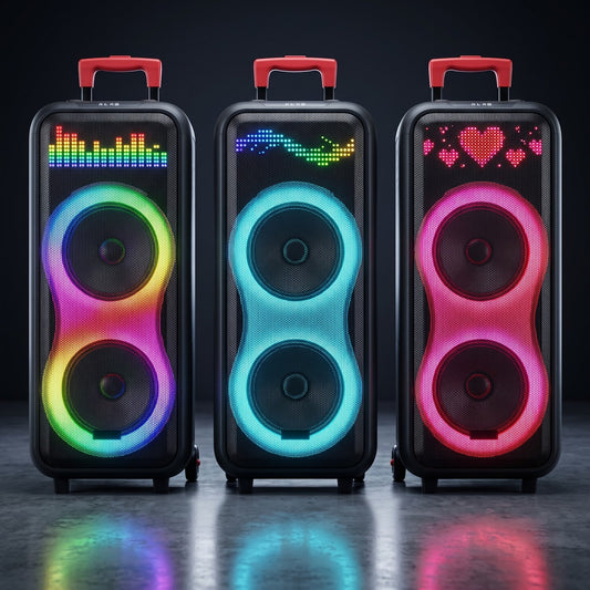 La pantalla LED de la NDR-1508 muestra ecualizador, ondas y corazones de colores, no solo el logo NDR