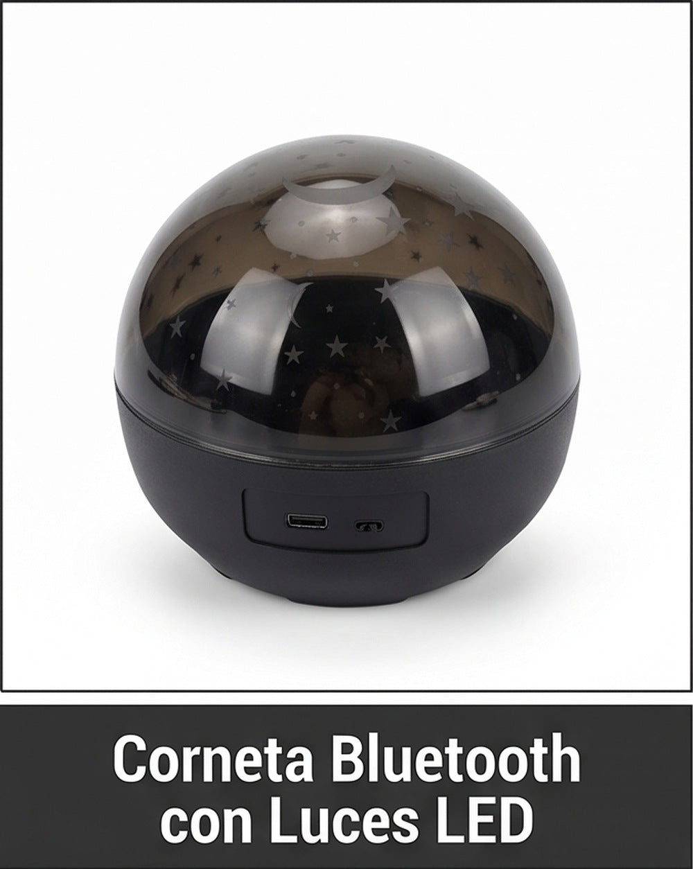 Corneta Bluetooth MY-718 bola negra con proyector de estrellas
