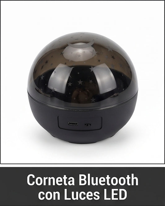Corneta Bluetooth MY-718 bola negra con proyector de estrellas