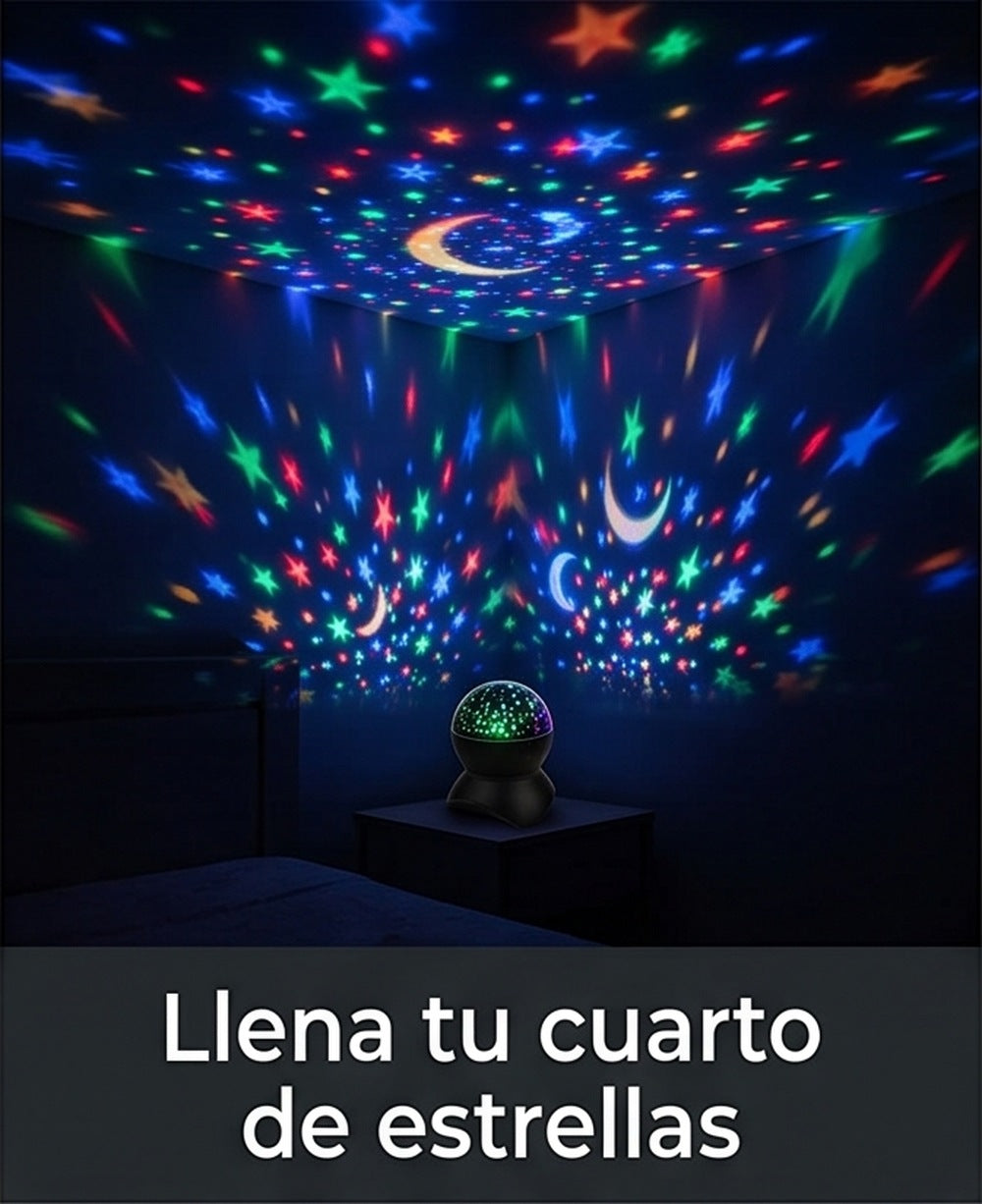 Cuarto lleno de estrellas proyectadas