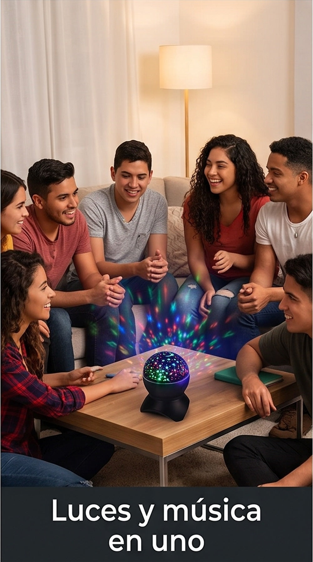 Reunión con amigos y la luz LED encendida